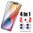 Закаленное стекло 4 в 1 для iPhone 12 11 Pro XR 7 8 6 Plus Xs Max, Защитное стекло для объектива камеры для iPhone 12 Mini 12 11 SE 2020 X XS