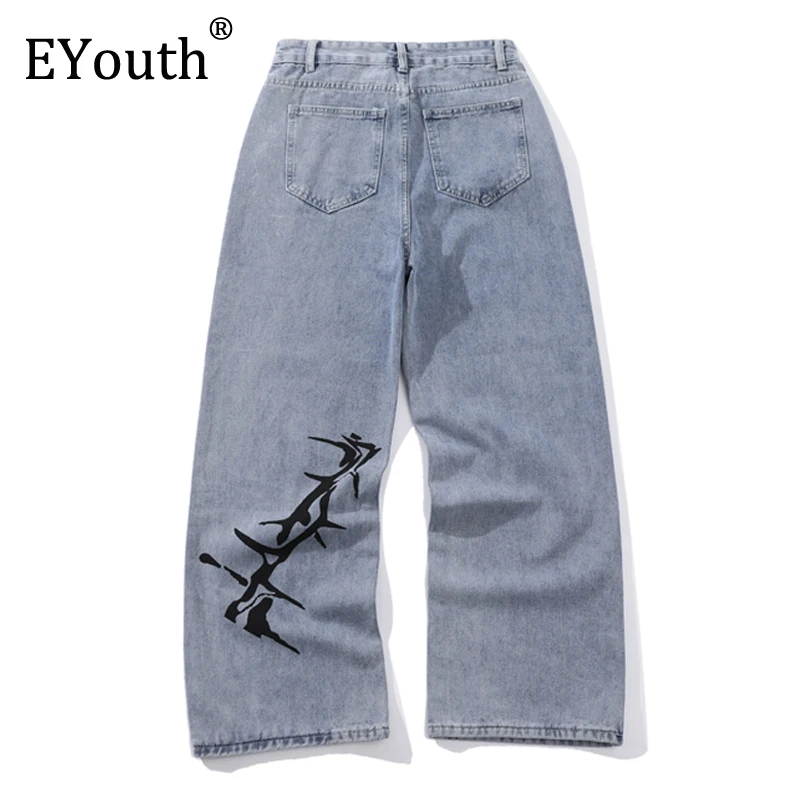 

Boyfriend Jeans for Women Girls 2020 Vintage High Waist Jeans Women Print Washed Jeans Loose Full Length Straight Denim Pants