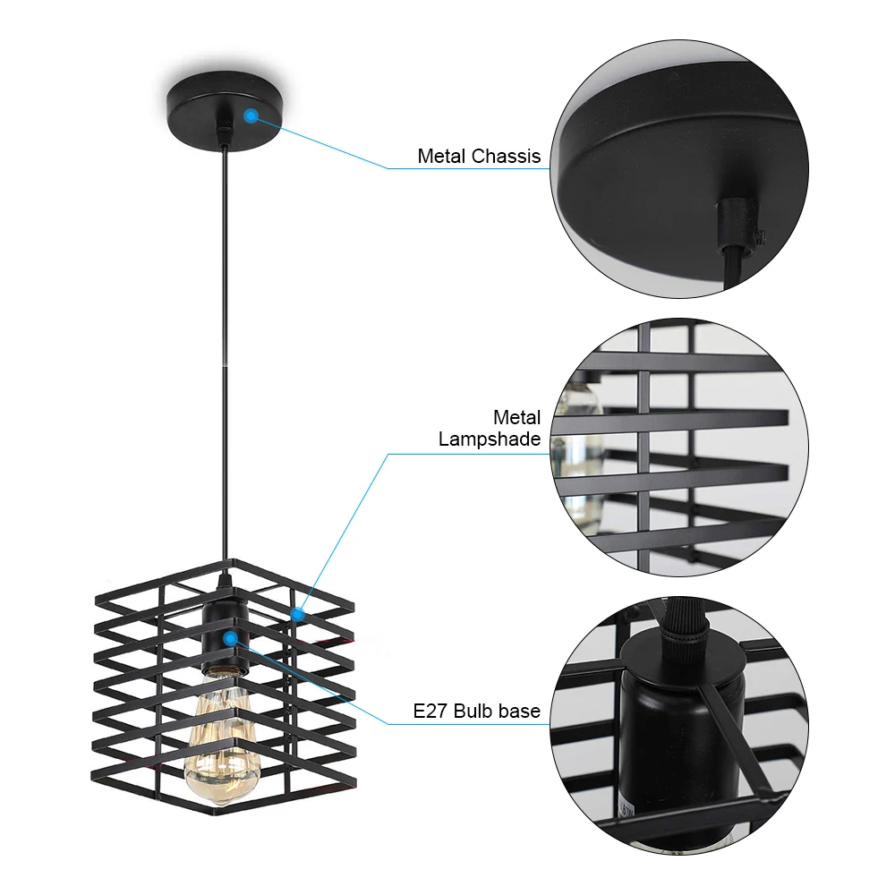 Железная клетка подвесной светильник Современная Подвесная лампа металлическая
