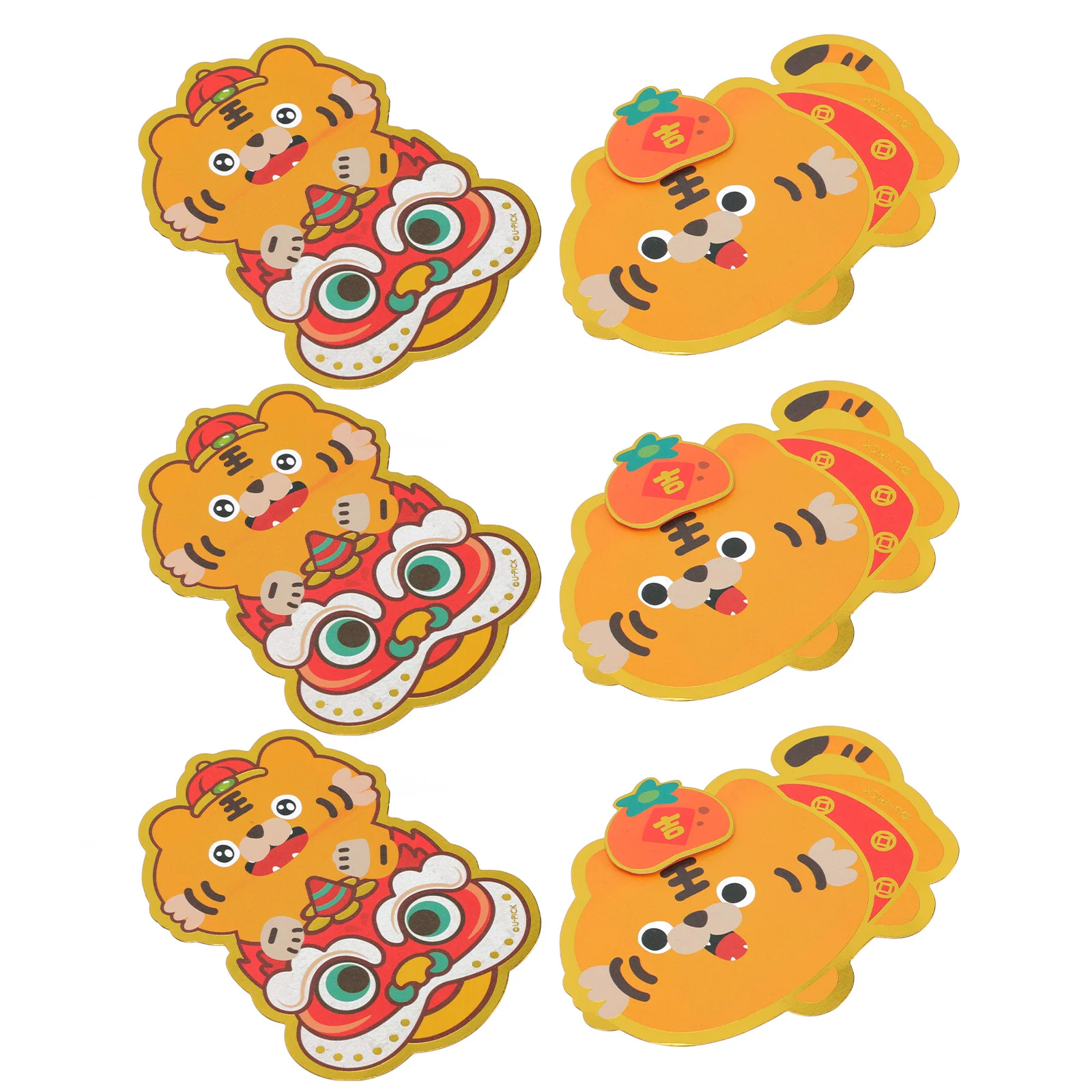 

6 шт. новогодние красные конверты, красные конверты со знаками Зодиака, весенние праздничные красные конверты