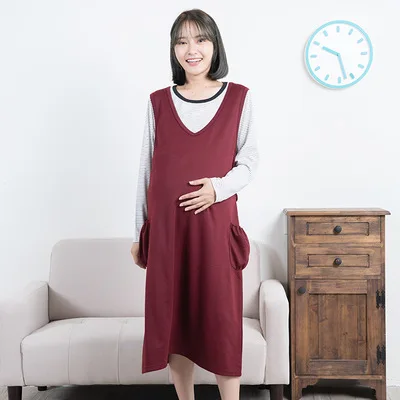 

Fashion maternity dress autumn and winter new large size true two-piece maternity dress out long-sleeved breastfeeding dress