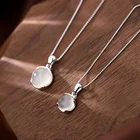 Ожерелье с кулоном из лунного камня, с посеребренным Белым Круглым камнем, роскошные женские модные украшения на цепочке до ключицы, короткое ожерелье