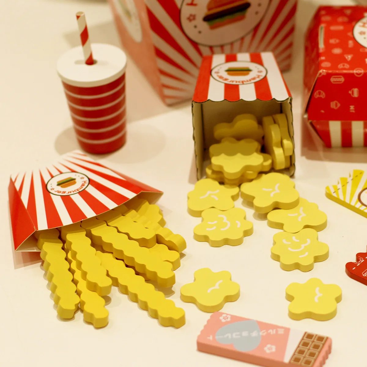 Mdeol-juego de simulaci&oacute;n de madera para ni&ntilde;os, hamburguesa, patatas fritas, comida r&aacute;pida, juego de simulaci&oacute;n, crea apilamiento, tus combinaciones de hamburguesas preferidas-2