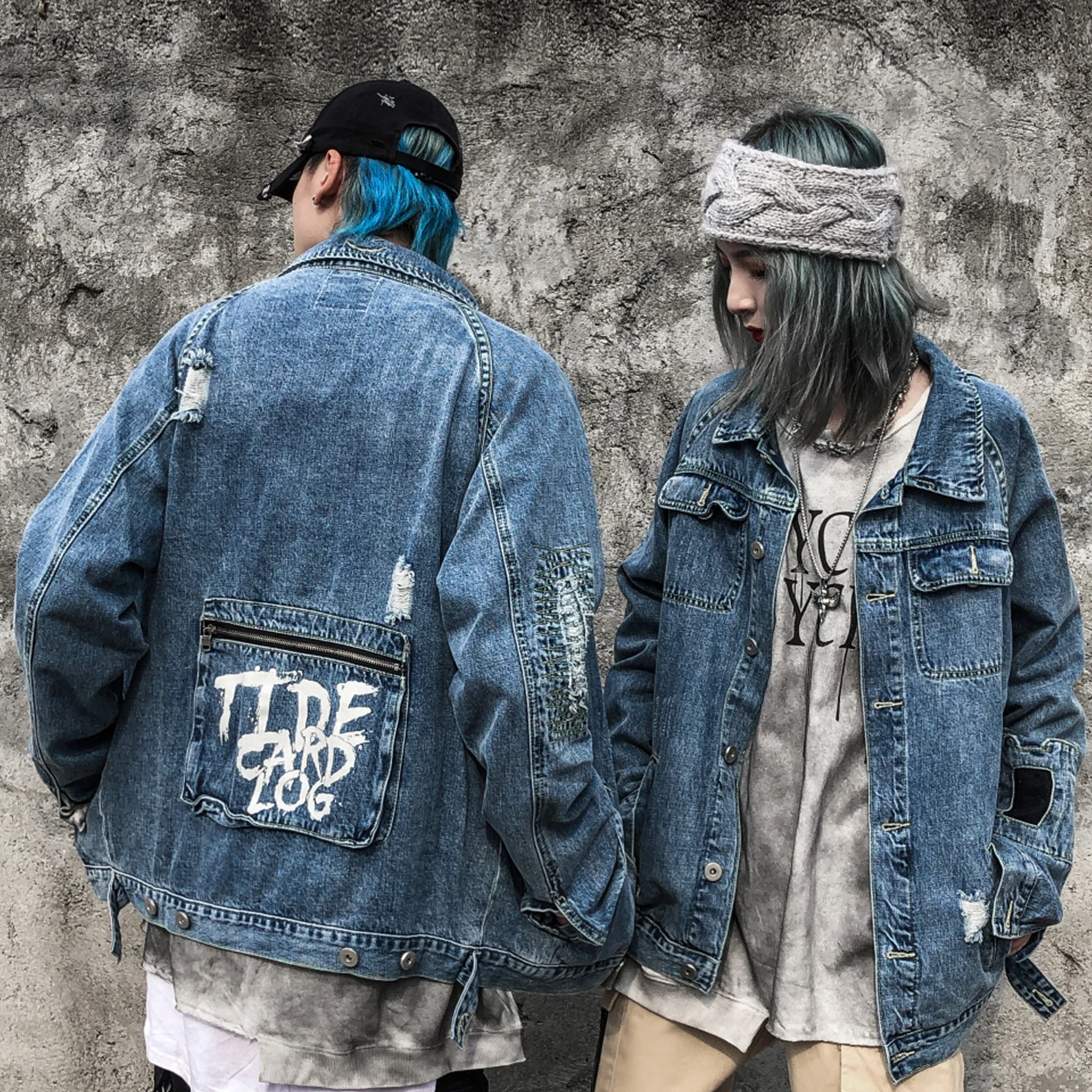 Мужская джинсовая куртка в стиле Харадзюку винтажная хип хоп с длинными рукавами