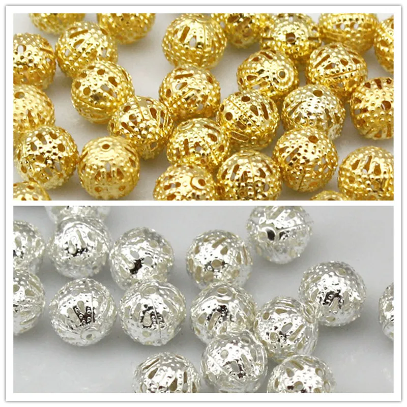 

Quality Gold or Silver Plated Metal Filigree Spacer beads 4mm 6mm 8mm 10mm