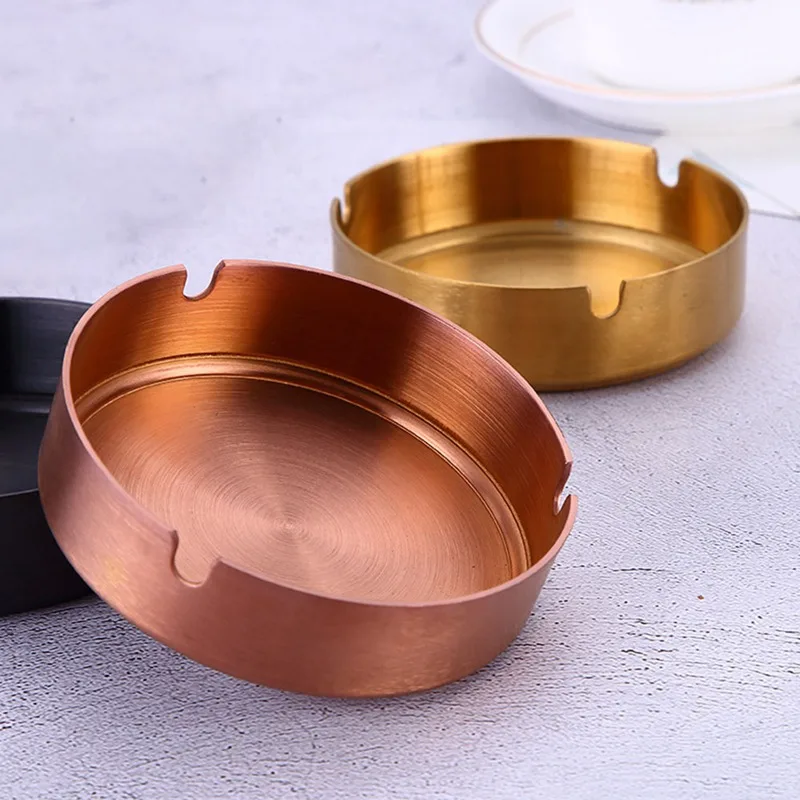 

1pc Stainless Steel Gold-plated Ashtray Cigar Ashtray Ash Tray Cigarette Rest Holder Home Practical Smoking Accessories