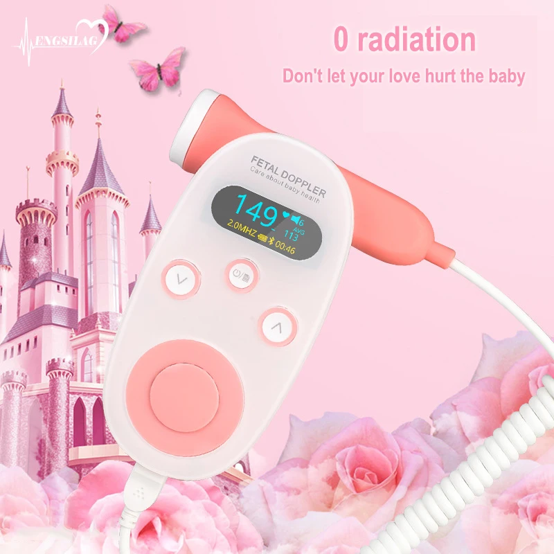 

Safer Doppler Fetal Heart rate Monitor Home Pregnancy Baby Fetal Sound Heart Rate Detector OLED Display No Radiation