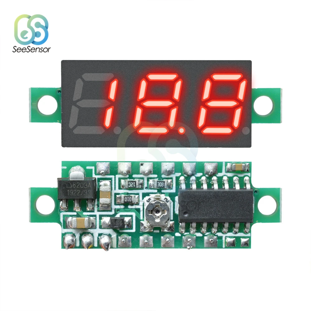 DC 0 V 100 0.28 дюйма LED светодиодный цифровой вольтметр Авто Автомобиль Мобайл МТестер