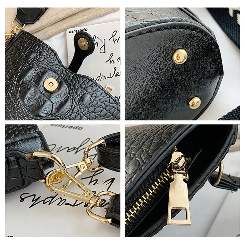 

RoyaDong Brand Women Messenger Bags Luxury Alligator PU Leather Messenger Bags For Women 2021 Bucket Crossbody handbags Designer