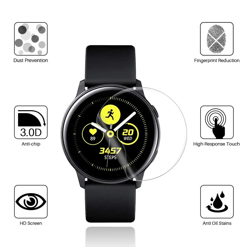 

Закаленное стекло для Samsung Galaxy Watch Active 2 40 44 мм, Взрывозащищенная защитная пленка для экрана с полным покрытием