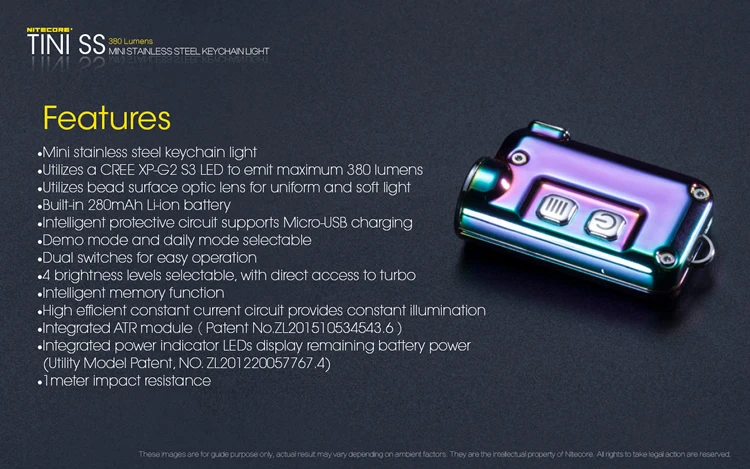 NITECORE TINISS tini CU Micro micro USB Перезаряжаемый светильник для ключей Мини EDC флэш-светильник металлический брелок Светильник встроенный аккумулятор