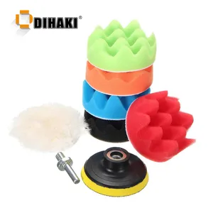 8 шт. 3567 дюймов полировка тормозных колодок волна губка с полировальной подложка комплект Автомобильный пенный Полировщик колодки колеса M14 Дрель адаптер полировальные инструменты