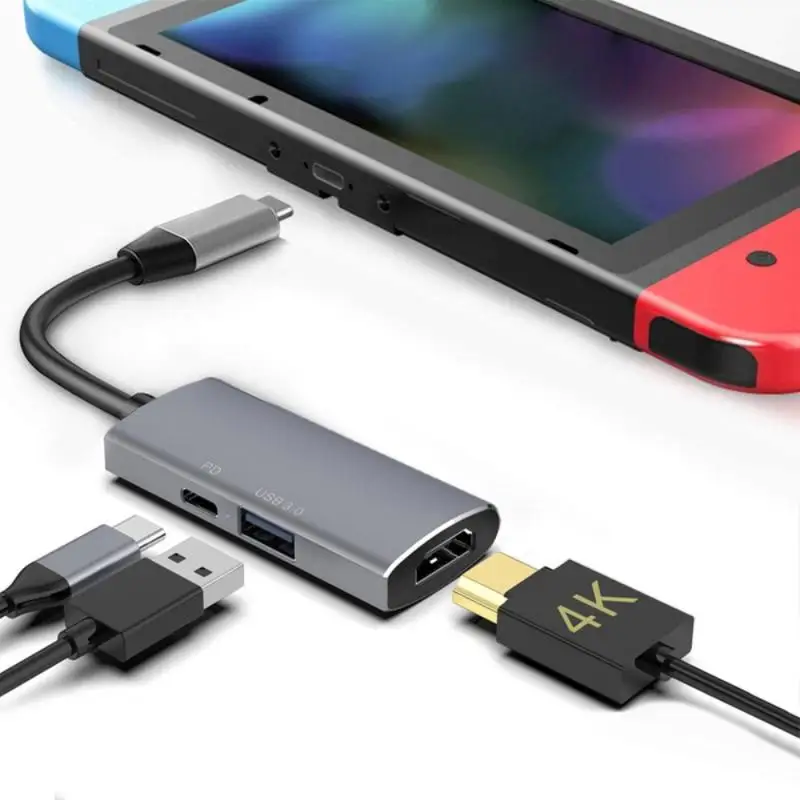 

USB C HUB Type C To HDMI-compatible USB 3.0 Adapter 3 In 1 Type C HUB Dock For Switch For MacBook Pro Air USB C Splitter
