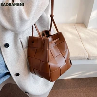 mini pu leather weave bucket crossbody bag winter new high quality womens designer handbag shoulder bags