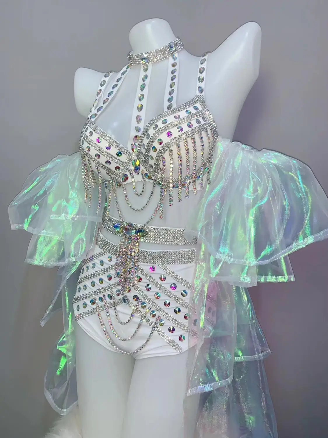Комплект бикини Гренадин Блестящий Стразы сексуальный ночной клуб DJ женские