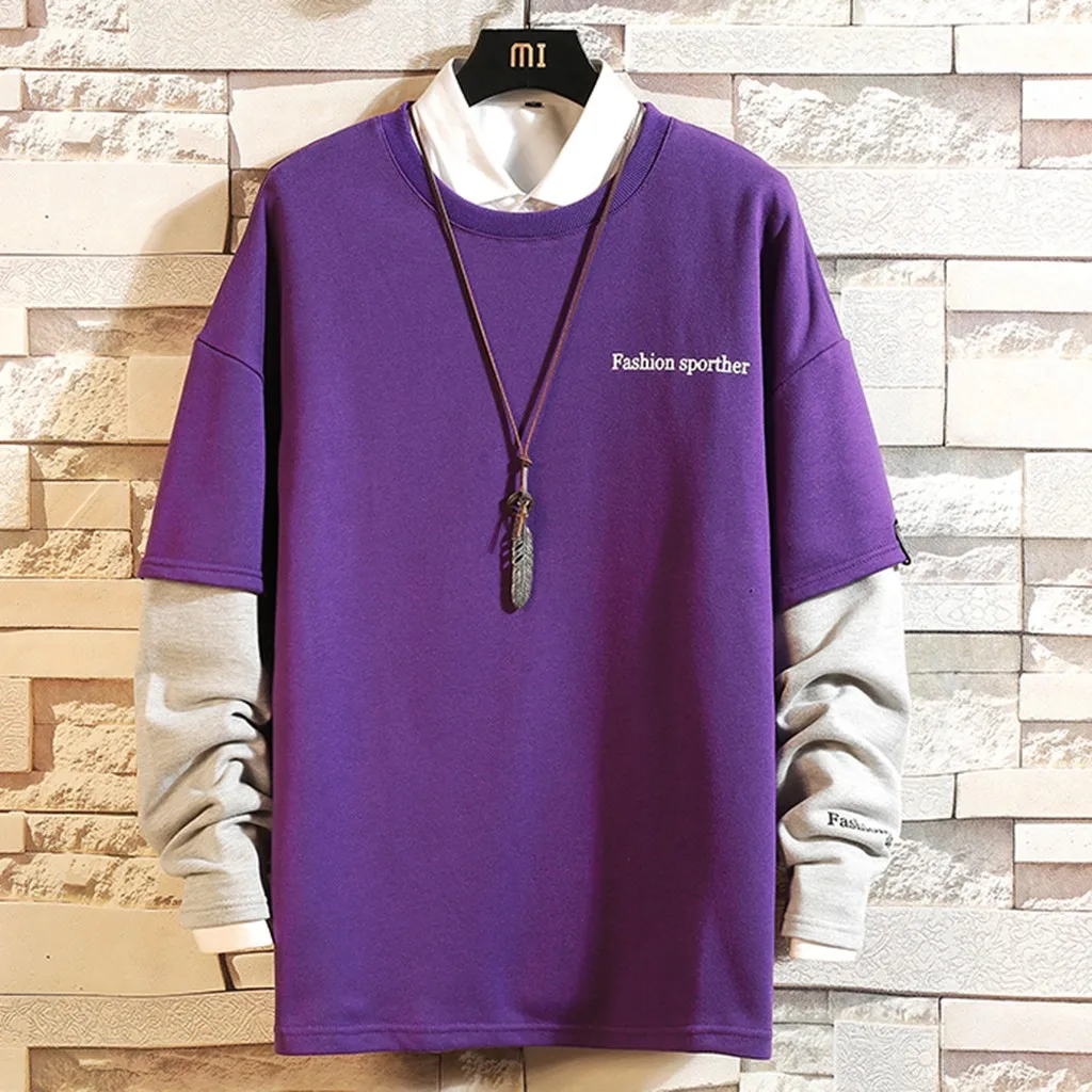 Новинка 2019 Мужская модная куртка из двух предметов удобная толстовка с круглым