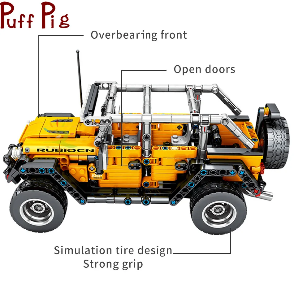 

601pcs DIY Jeeped Racing Car Model Super City Simulation Building Blocks Technical Bricks for Boys Educational Toys