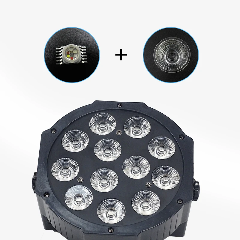 6 шт./лот 12 Вт светодиодные лампы 12x12 прожекторы Par RGBW 4 в 1 плоские dmx512 для дискотек