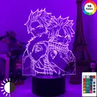 Аниме Сказочный хвост Natsu Dragneel Ночной светильник Модель игрушка статуя Иллюзия 3D светильник сенсорный Красочный датчик Рождественский подарок на день рождения