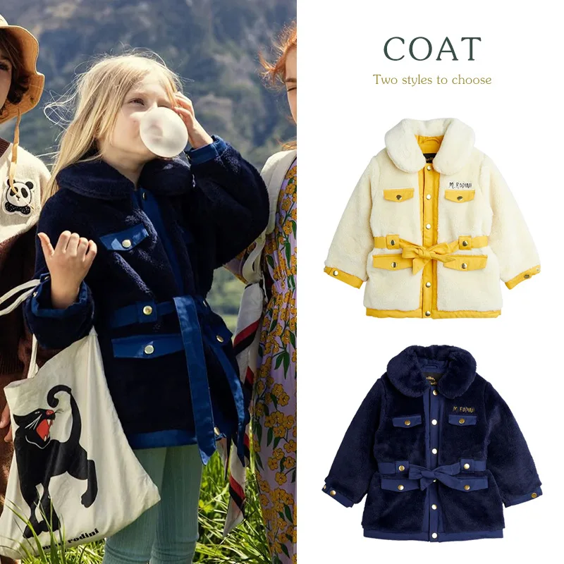 

Kids Winter Jackets Mini 2021 Girls Boys Lace Up Lamb Wool Coat Toddler Outwear Thick Warm Cotton Jackets Children's Clothings