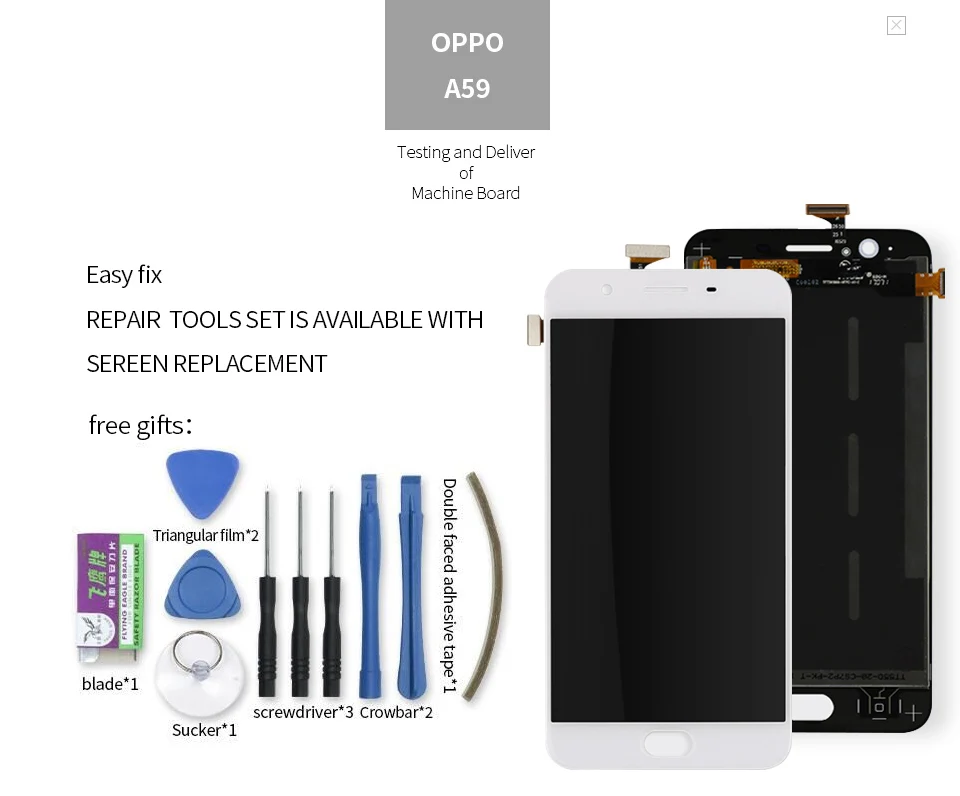 5,5 ''ЖК-дисплей для OPPO F1S сенсорный экран дигитайзер с рамкой для Oppo F1S ЖК-дисплей A59 A1601 ЖК-замена