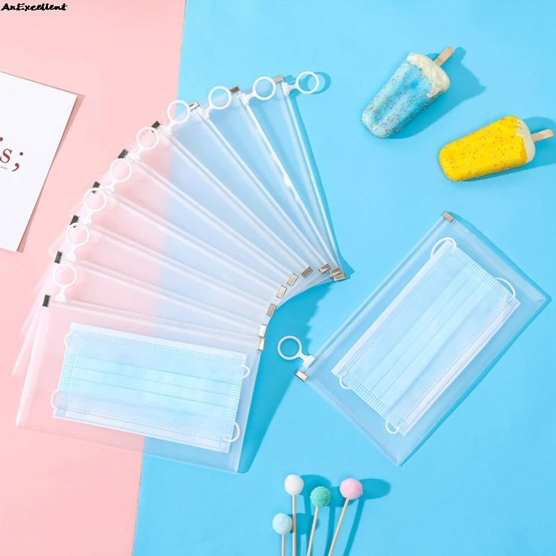 

4pcs Waterproof Save Mask Travel Organizer High Quality Transparent Mask Storage Bag Portable Facemask Holder Face Mask Case