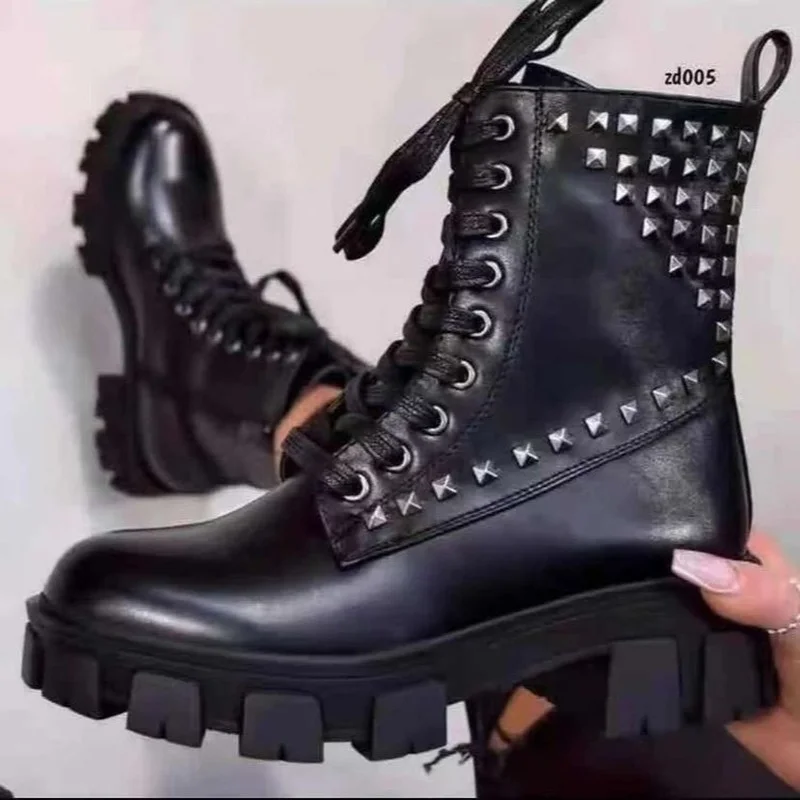 

Новые стильные женские Ботинки Martin больших размеров на осень и зиму, женская обувь с ивовым гвоздиком, женские ботинки челси средней длины и...