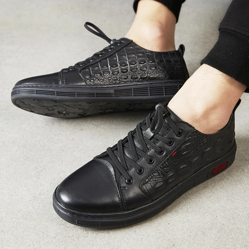Кроссовки мужские из натуральной кожи на шнуровке Повседневная Удобная Уличная