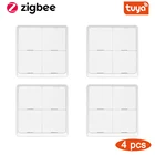Беспроводной кнопочный переключатель Tuya Smart ZigBee, автоматический пусковой контроллер на 4 клавиши, работает от батареи, для устройств Tuya