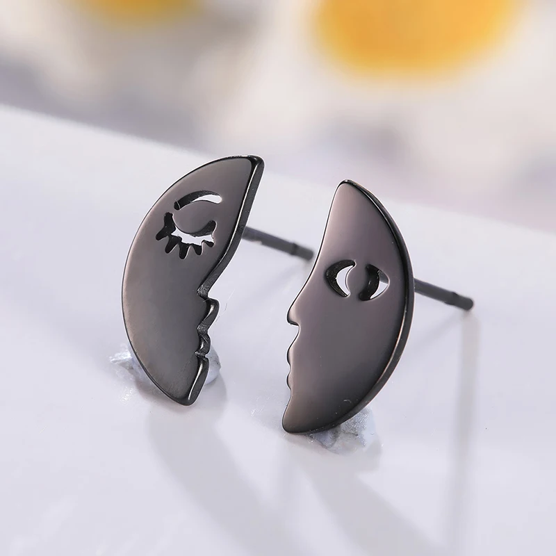 LIKGREAT модные маленькие серьги с Луной и звездой в форме сердца из нержавеющей