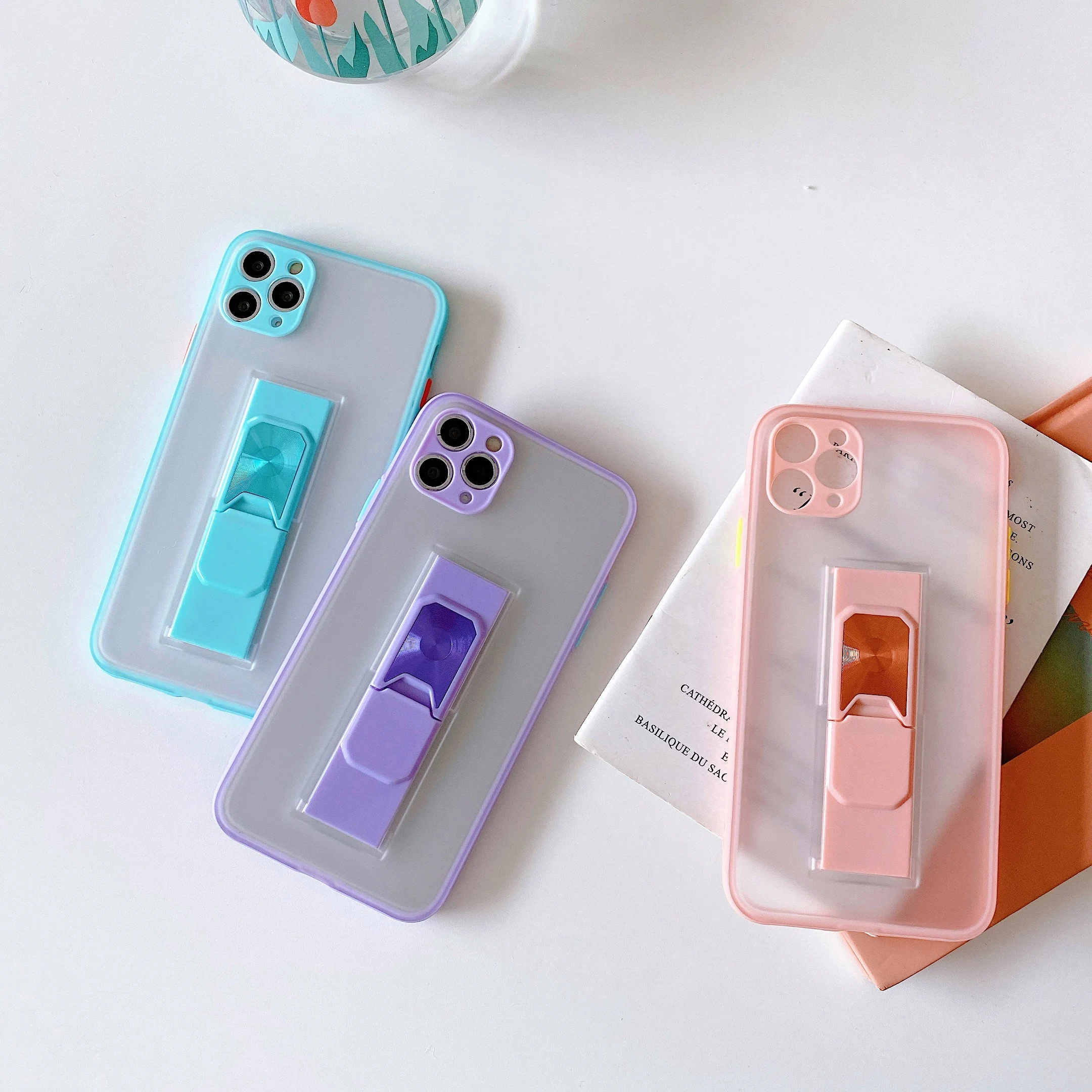 

For iPhone 12 11 Pro Max mini Case Soft Silicone For Apple Xr X Xs Max Bracket Magnetic Transparent Holde Coque Cover Case