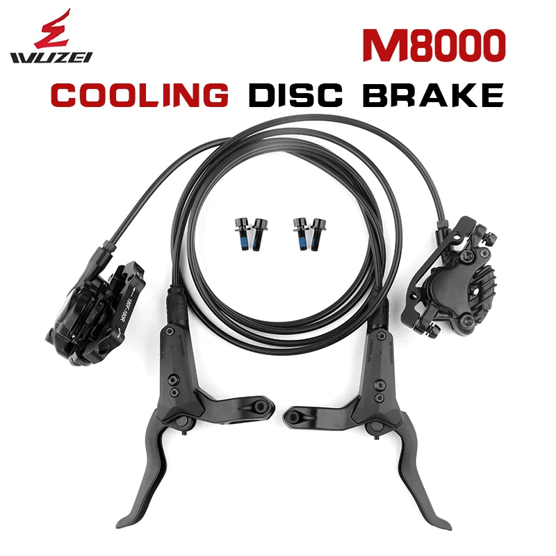 

WUZEI M8000 Hydraulic Cooling Disc Brake 800mm/1550mm Front/Rear Brakes MTB Mountain Bicycle Brake Compatible with MT200 MT315