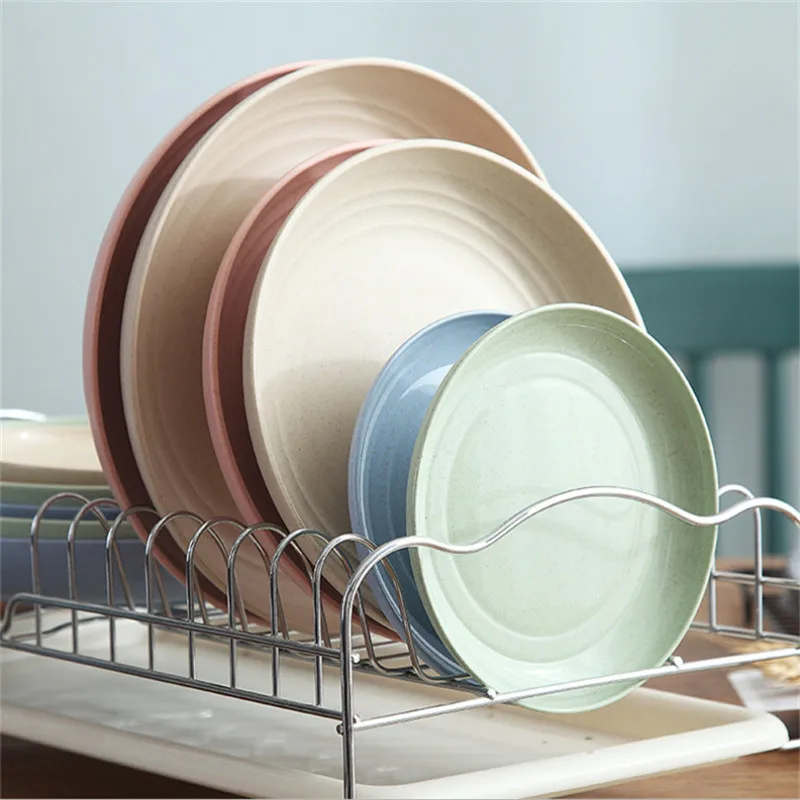 4 шт. экологически чистые однотонные тарелки из пшеничной соломы|Блюдца и