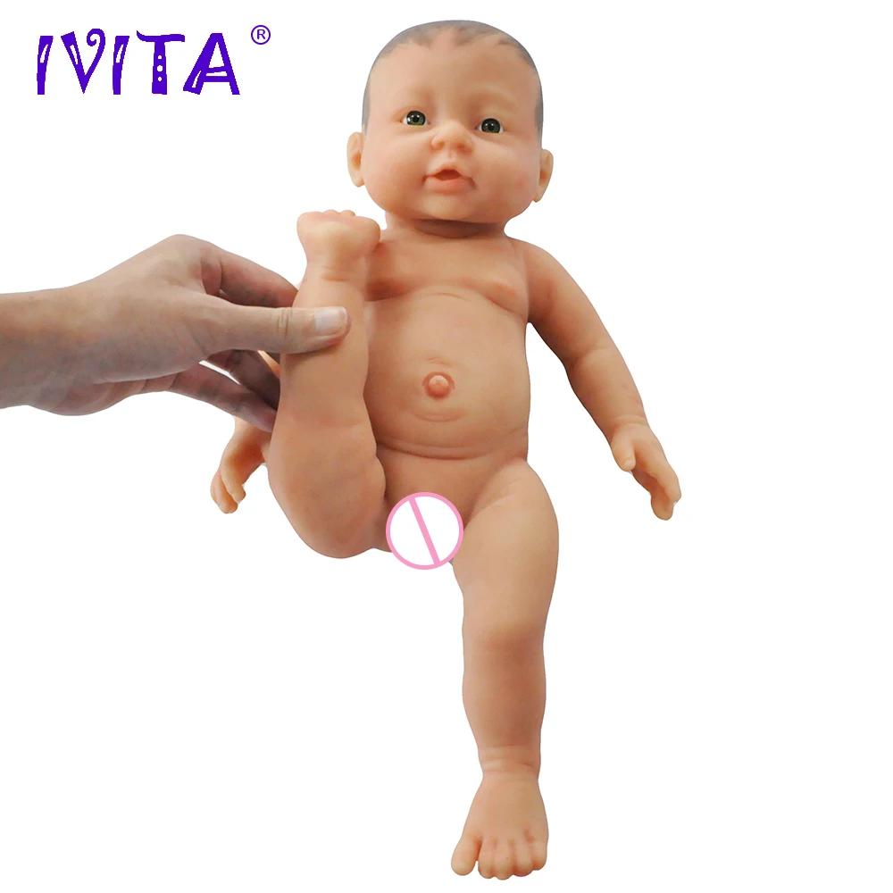 IVITA WG1503H, 41 см, 2000 г, полностью силиконовая кукла для новорожденной девочки с нарисованными волосами, Реалистичная, мягкая кожа, куклы для младенцев