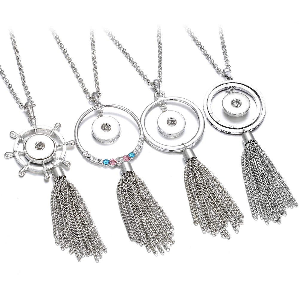 Женское ожерелье с длинной кисточкой колье круглой металлической подвеской 18 мм
