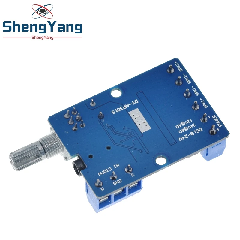 DY-AP3015 DC 8-24V 30W * 2 Class D Dual Channel High Power Stereo Digital Amplifier Board with Adjustable Volume Potentiometer |
