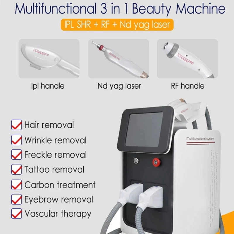 

2021 factory price good quality Face Lifting Nd Yag Ipl Hair Diode Laser Removal Machine portable IPL+RF+Nd yag laser machine