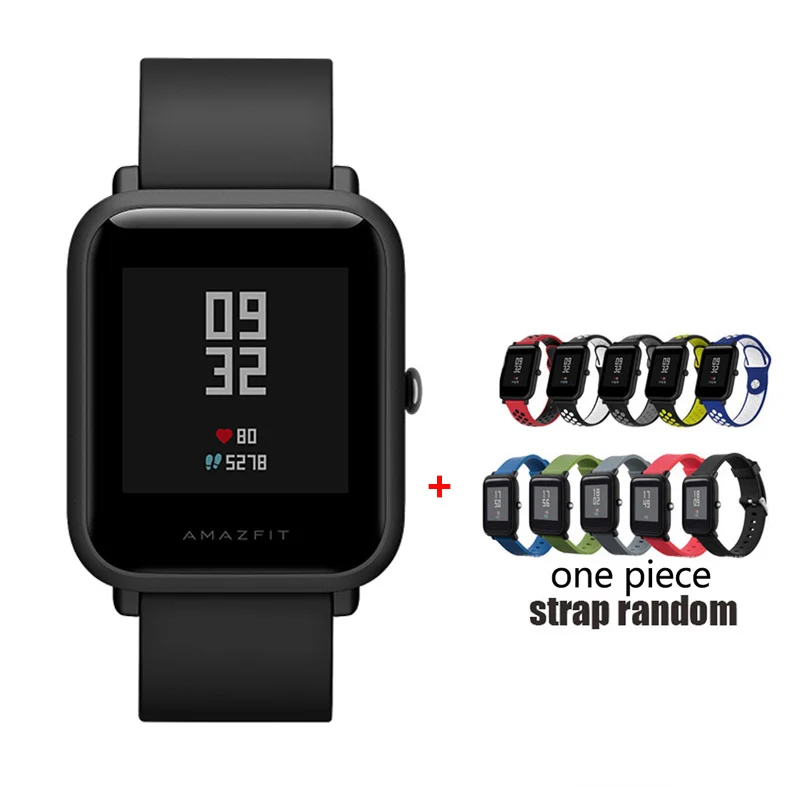 Bip-black Смарт-часы Xiaomi Huami Amazfit Bip, gps, умные часы, Android iOS, монитор сердечного ритма, 45 дней, батарея bip Life, Смарт-часы, ремешок - Цвет: Bip-black