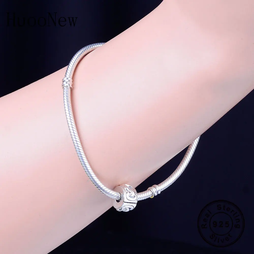 Fit Original Pandora Charm Bracelet 925 Sterling Silver Circle Row Of Interlinked Bead Clip Stopper For Making Berloque 2019 DIY | Украшения