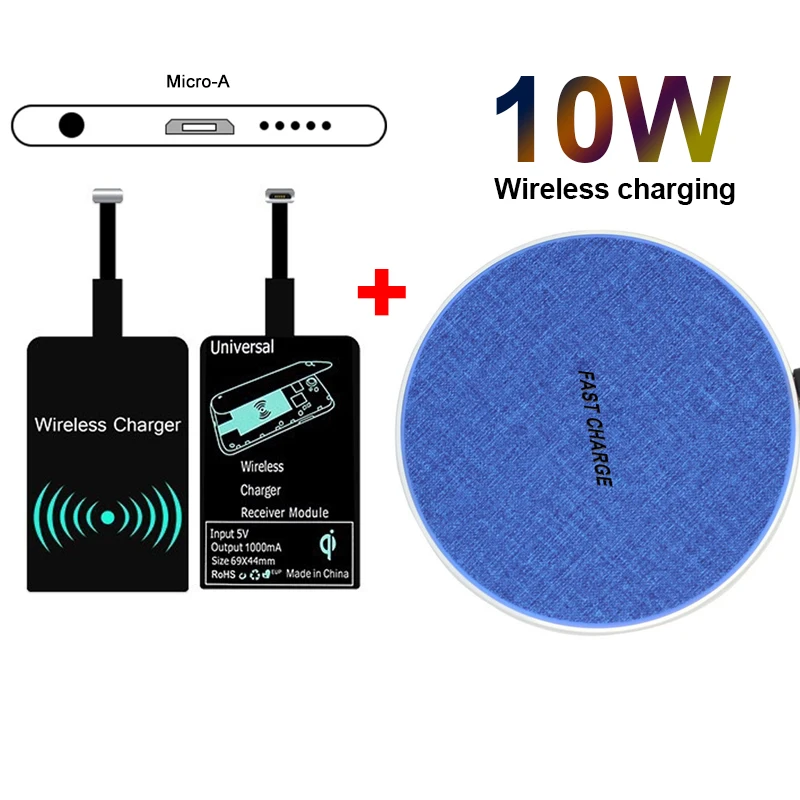 Micro-A10W Qi Беспроводное зарядное устройство приемник USB беспроводной зарядный приемник для Android Micro usb type-C мобильный зарядный коврик патч - Тип штекера: Micro-A10W