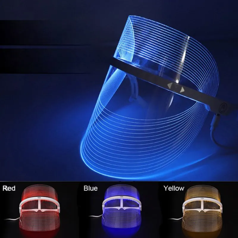 LED Light Therapy Face Mask 3 Colors Anti-aging Anti Acne Wrinkle Removal Skin Tighten Whitening Facial SPA Beauty Instrument | Красота и
