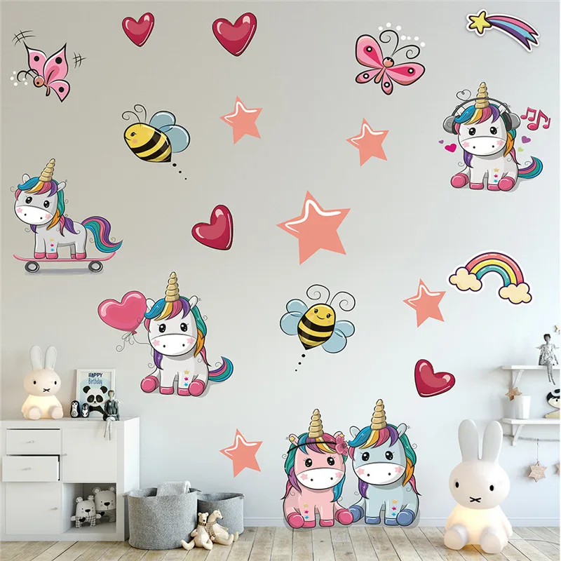Мультфильм пчела Единорог обои домашний декор настенные наклейки для спальни