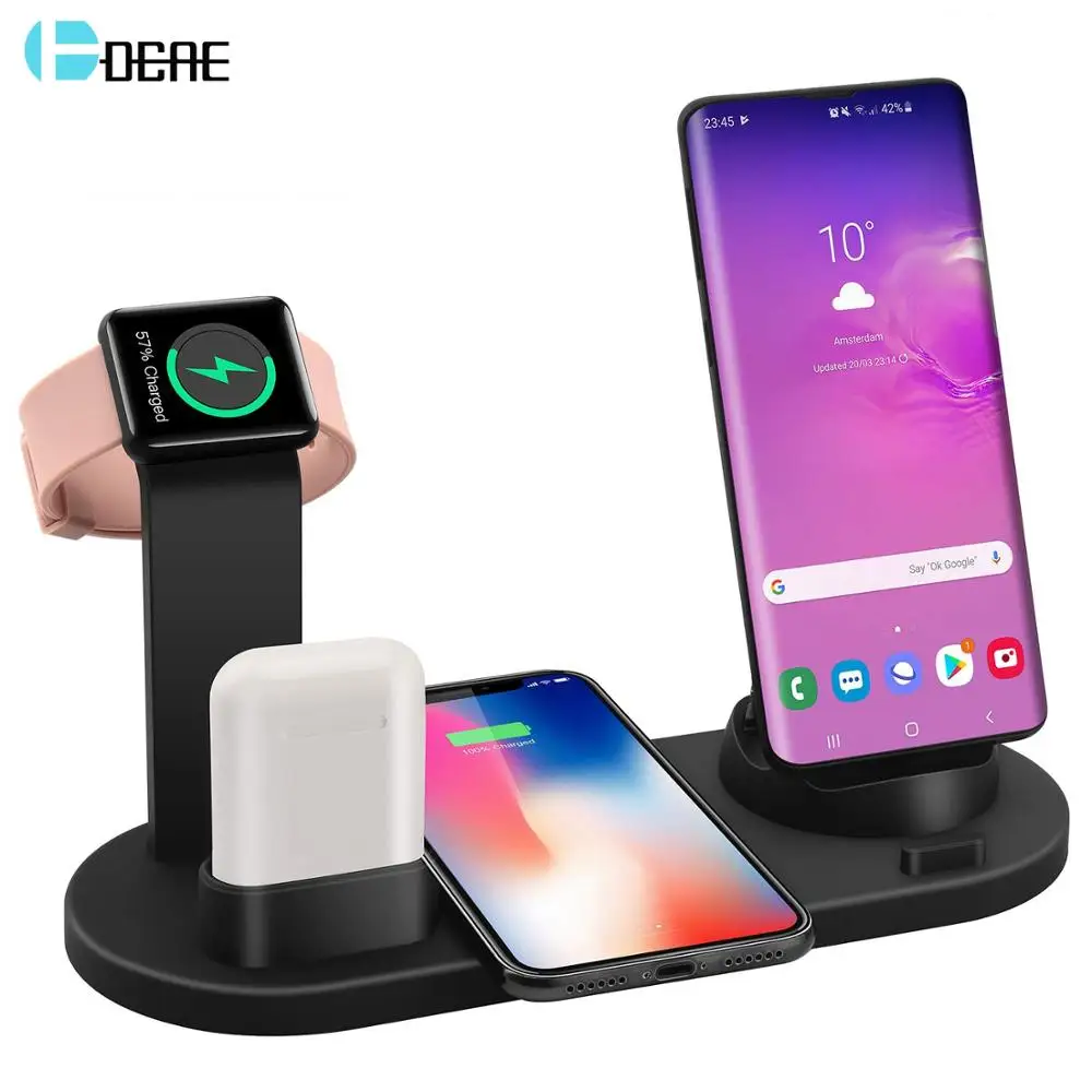 DCAE 3 в 1 беспроводная зарядная док-станция для Apple Watch iPhone X XS XR MAX 11 8 7 6s Airpods 10 Вт Qi Быстрая зарядка подставка держатель