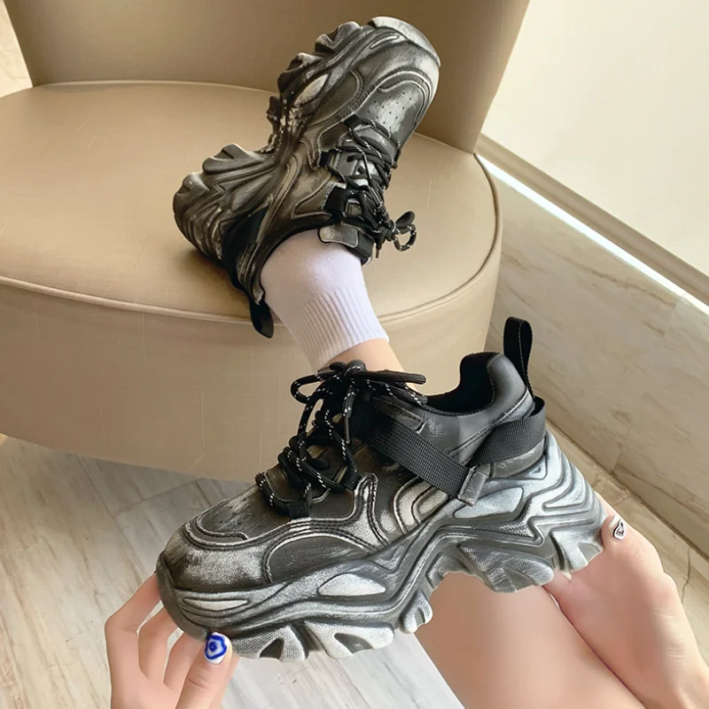 

2021 Designer New Sneakers Women's Vulcanize Shoes Retro Fashion Heighten Platform Shoes Women's Sneakers Wedges Casual Shoe