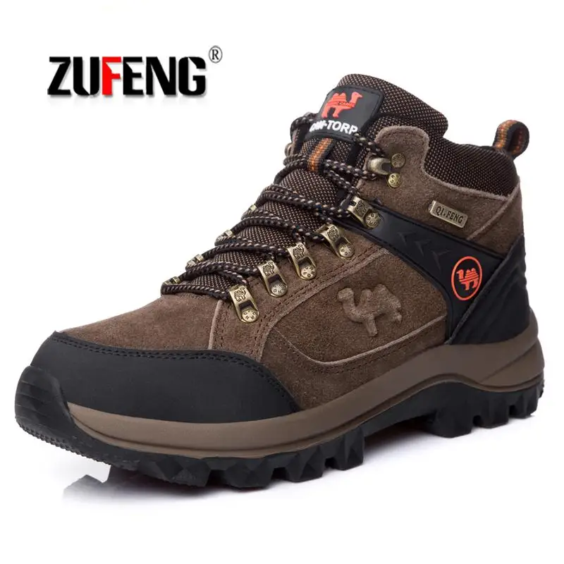 

Мужские походные ботинки из высококачественной натуральной кожи, зимние брендовые уличные мужские спортивные треккинговые ботинки для ск...