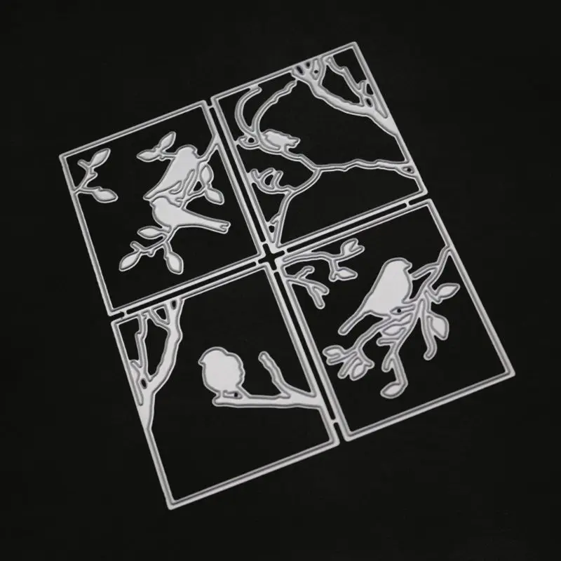 Птички на ветке металлические Вырубные штампы Трафаретный Скрапбукинг DIY штамп