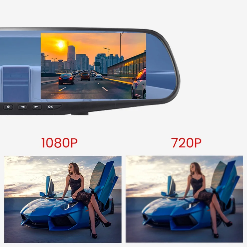 4 3 дюймов Видеорегистраторы для автомобилей авто зеркало Регистраторы 1080P FHD