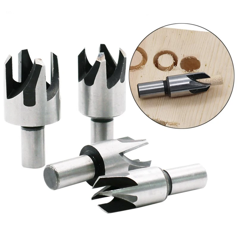 4Pcs Woodworking Drill Bit Claw Type Carpentry Cork Drill 5/8 1/2 3/8 1/4 Woodwork Plug Cutter Cork Knife Carbon Steel Hand Tool