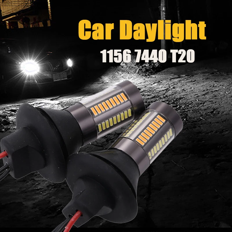2 шт. автомобиль дневной свет светильник Ba15s BAU15S 1156 P21w T20 W21W WY21W 7440 двойной Цвет DRL