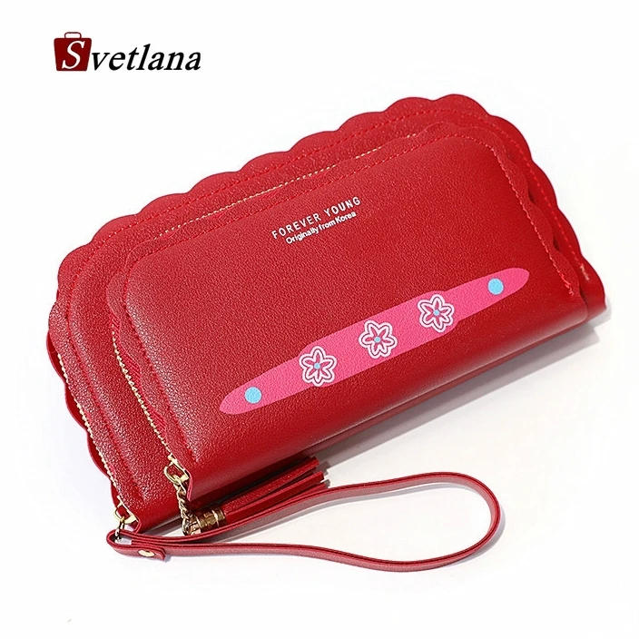 Женский кошелек на двойной молнии милый для девушек Дамский монет карманные